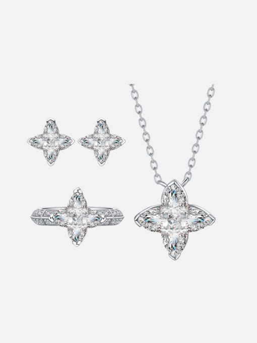 A&T Jewelry 925 Sterling Silver High Carbon Diamond Flower Dainty Stud Earring 2