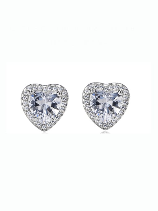 A&T Jewelry 925 Sterling Silver Cubic Zirconia Heart Luxury Cluster Earring 0