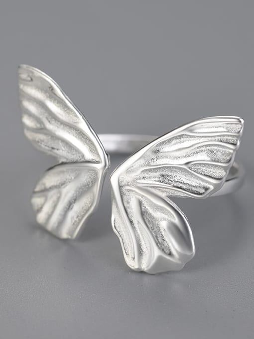 LOLUS 925 Sterling Silver Sweet and Temperament Butterfly  Artisan Band Ring 2
