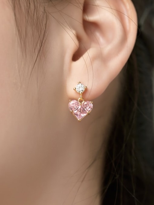 STL-Silver Jewelry 925 Sterling Silver Cubic Zirconia Heart Dainty Drop Earring 1