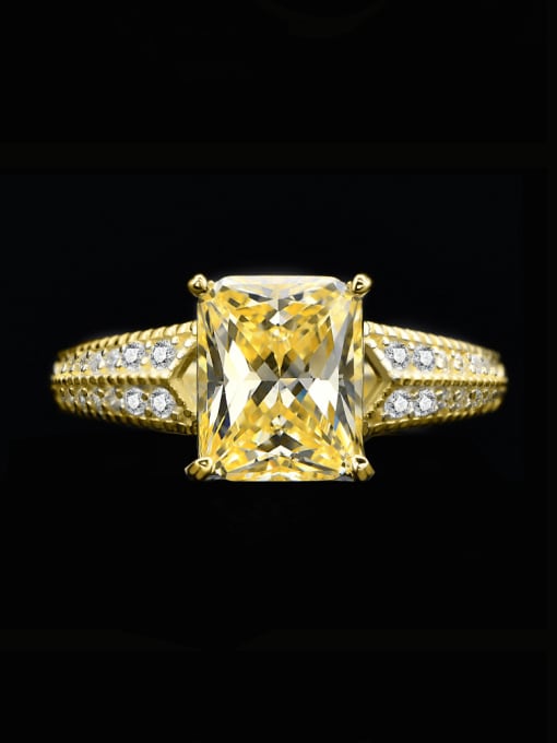 Yellow diamond 6 925 Sterling Silver High Carbon Diamond Geometric Luxury Band Ring