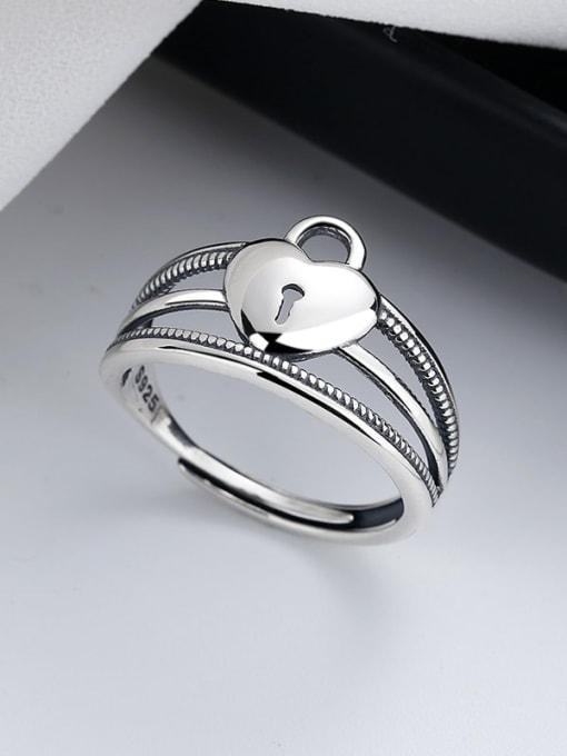 TAIS 925 Sterling Silver Heart Vintage Stackable Ring 2