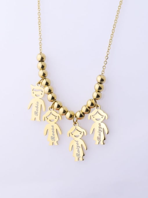 golden Stainless steel Bead Boy Girl Cute Necklace