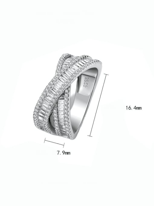 A&T Jewelry 925 Sterling Silver Cubic Zirconia Cross Luxury Band Ring 2