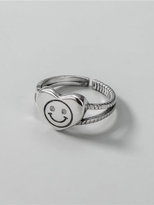 ARTTI 925 Sterling Silver Smiley Vintage Stackable Ring