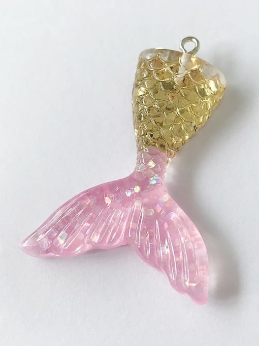 Gold powder Multicolor Resin Fish Charm Height : 3.2cm , Width: 4.1cm