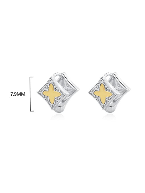 YUANFAN 925 Sterling Silver Star Square Trend Huggie Earring 2