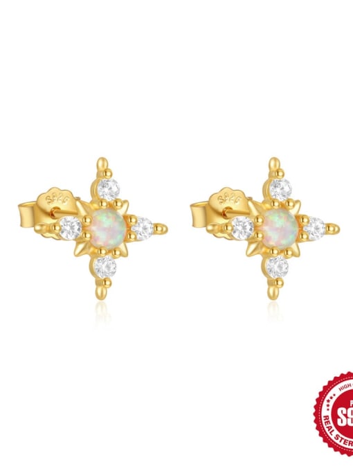 Golden 6 925 Sterling Silver Natural African Opal Star Dainty Single Earring