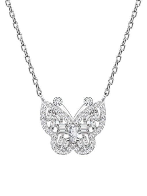 silvery 925 Sterling Silver Cubic Zirconia Butterfly Luxury Necklace