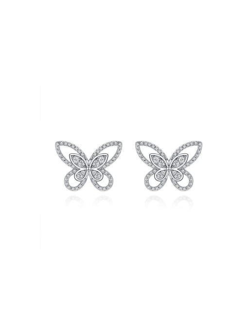 A&T Jewelry 925 Sterling Silver High Carbon Diamond Butterfly Dainty Stud Earring