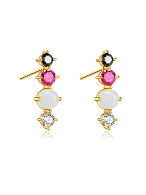 18K gold and pink 925 Sterling Silver Cubic Zirconia Geometric Dainty Stud Earring