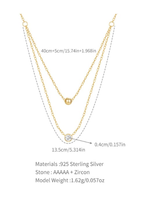 YUANFAN 925 Sterling Silver Rhinestone Minimalist Multi Strand Necklace 2
