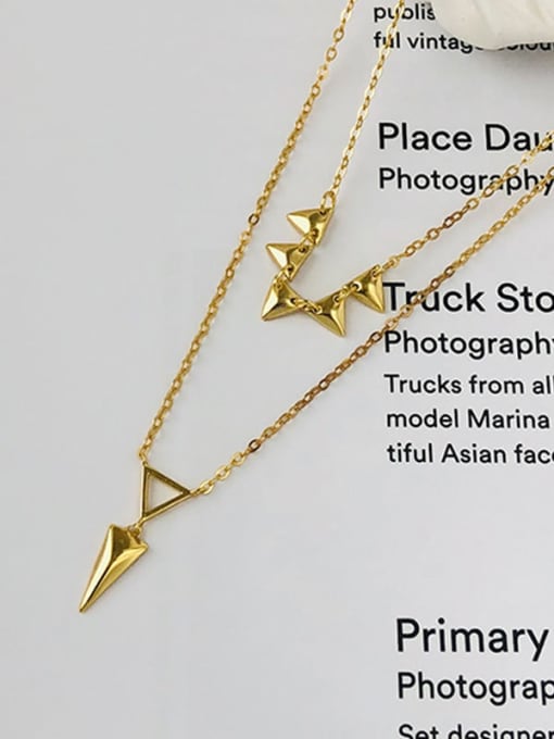 YA0058 Gold Necklace 925 Sterling Silver Cubic Zirconia Triangle Minimalist Multi Strand Necklace
