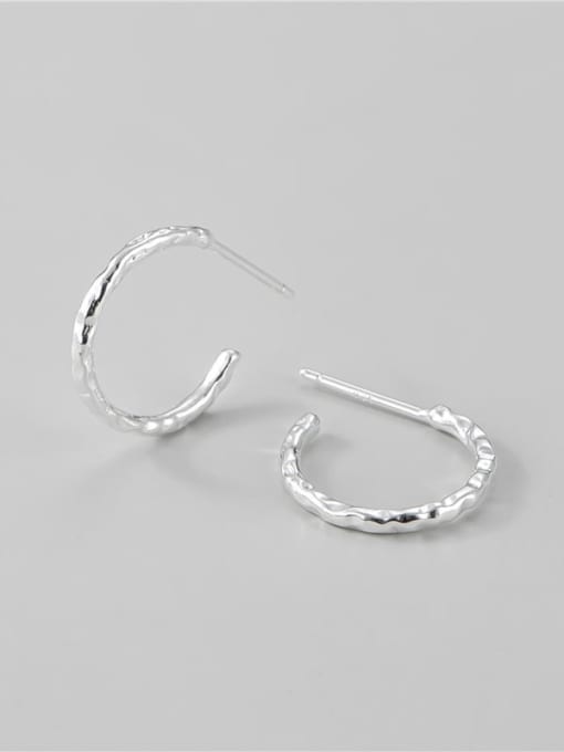 ARTTI 925 Sterling Silver Geometric Minimalist Line C Shape Stud Earring 2