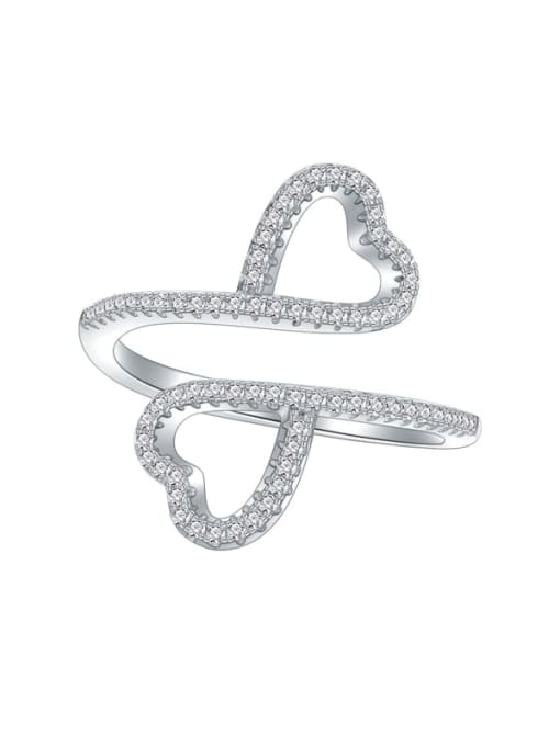Silver 925 Sterling Silver Cubic Zirconia Heart Minimalist Stackable Ring