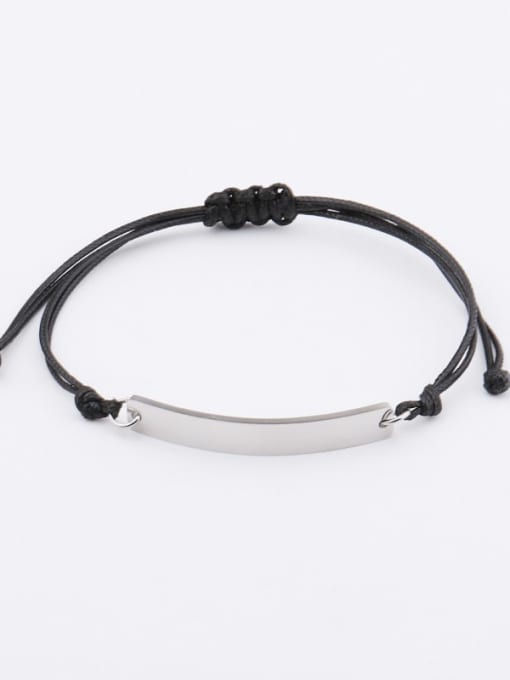 Steel color Stainless steel Geometric Weave Minimalist Adjustable Bracelet