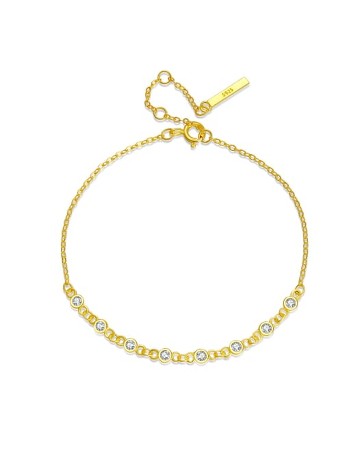 18k gold 925 Sterling Silver Cubic Zirconia Geometric Dainty Adjustable Bracelet