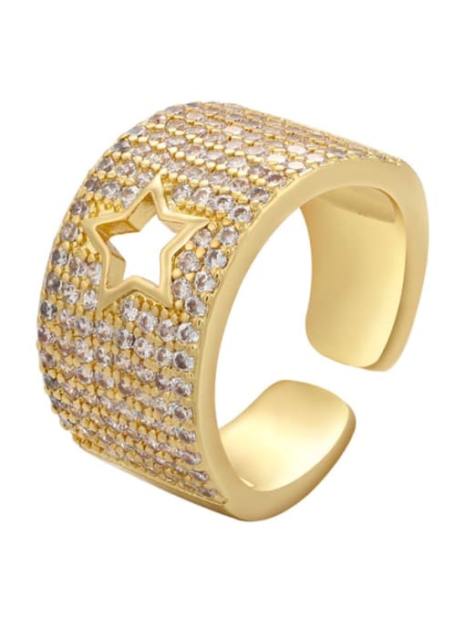 Golden Star Brass Cubic Zirconia Geometric Dainty Band Ring