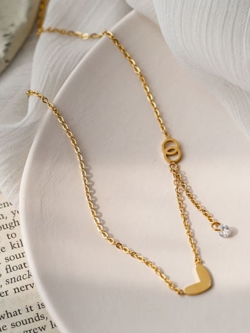 Love Zircon Gold Necklace Titanium Steel Heart Minimalist Necklace