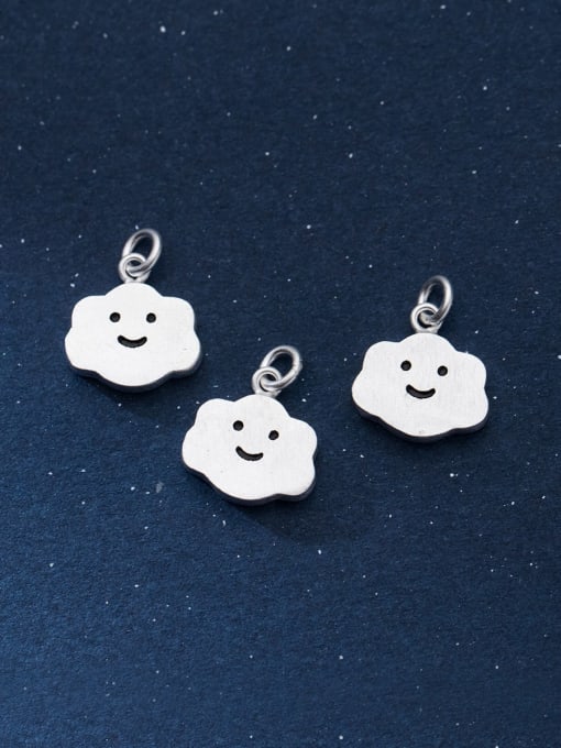 FAN S925 Silver Electroplating Brushed Smiley Cloud Pendant 1