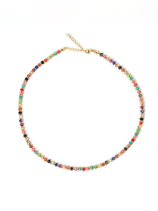 W.BEADS Tila Bead Multi Color Artisan Necklace