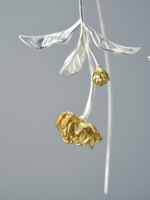 LOLUS 925 Sterling Silver Sakura handmade Artisan Hook Earring 2