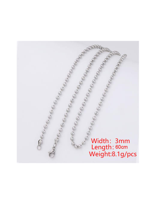 MEN PO Stainless Steel Round Bead Element Chain Long Chain 1