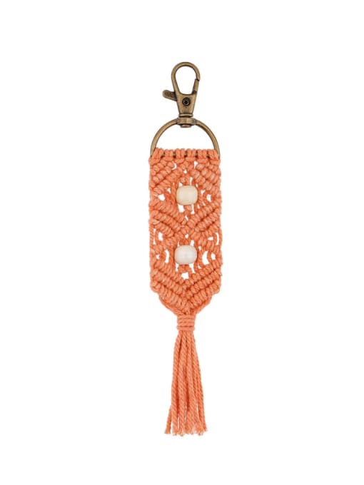 Orange k68159 Alloy Bead Cotton Rope Tassel Bohemia Hand-Woven Bag Pendant