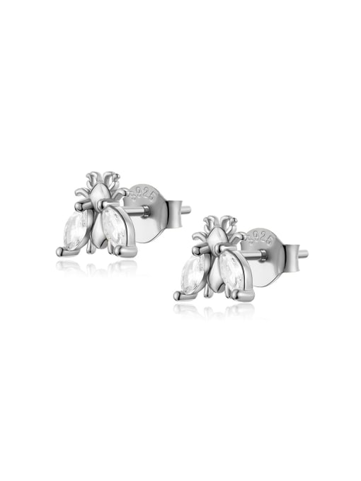 platinum 925 Sterling Silver Cubic Zirconia Bee Dainty Stud Earring