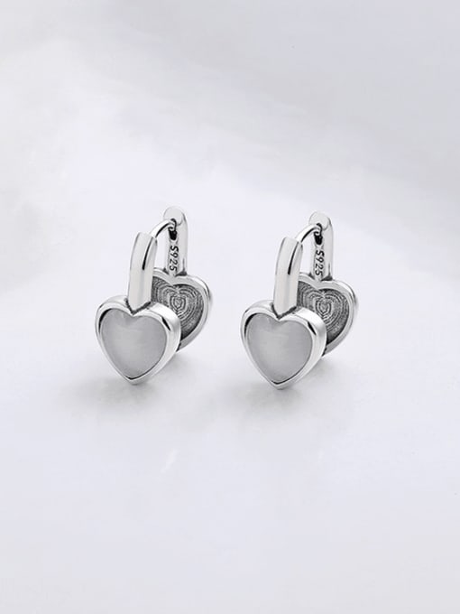 TAIS 925 Sterling Silver Shell Heart Minimalist Huggie Earring 2