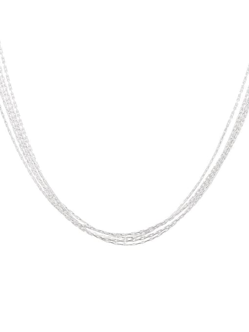 TAIS 925 Sterling Silver Minimalist Multi Line  Strand Necklace 0