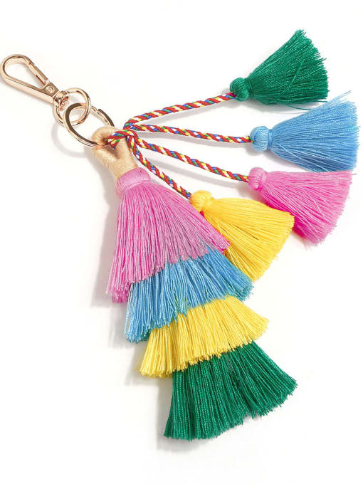 Pastel k68105 Alloy Cotton Rope Tassel Bohemia Hand-Woven Bag Pendant