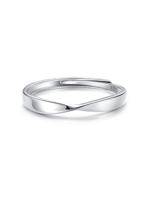 MZ- Silver 925 Sterling Silver Geometric Couple Ring 0