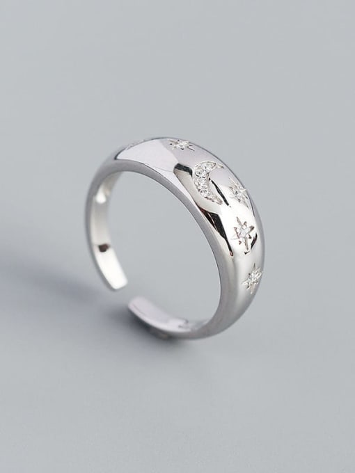 Platinum 925 Sterling Silver Cubic Zirconia Geometric Minimalist Band Ring