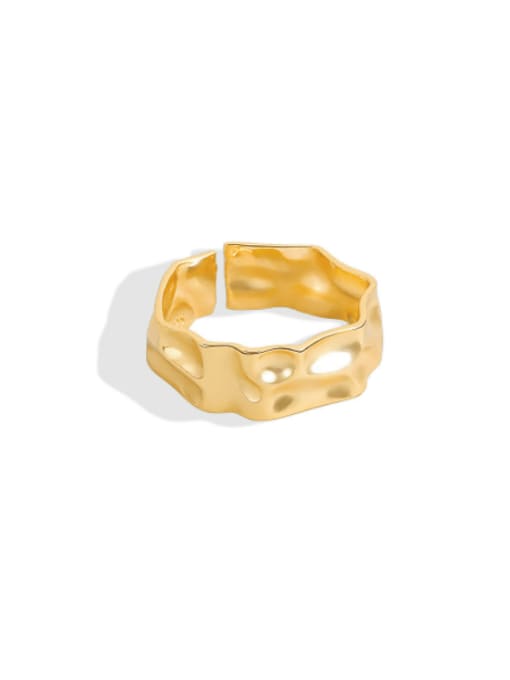 golden 925 Sterling Silver Irregular Artisan Band Ring
