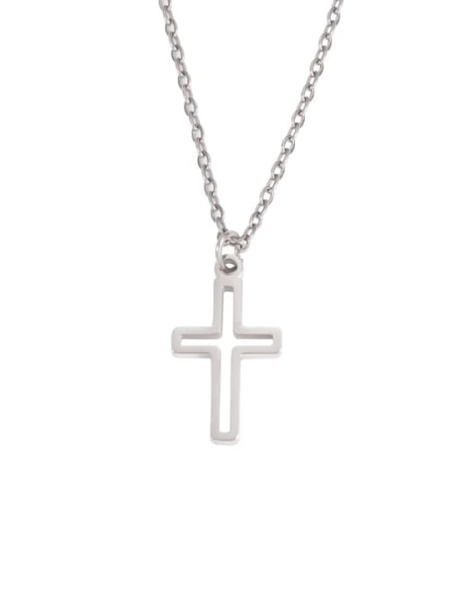 MEN PO Stainless steel  Minimalist Cross Pendant Necklace 3