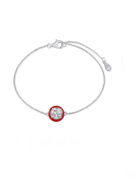 DY150163 S W WH 925 Sterling Silver 5A Cubic Zirconia Multi Color Enamel Geometric Minimalist Link Bracelet