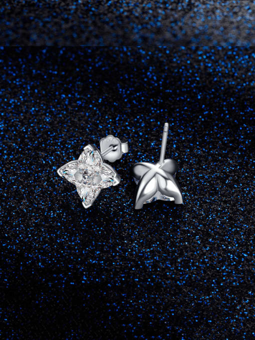 A&T Jewelry 925 Sterling Silver High Carbon Diamond Flower Dainty Stud Earring 3