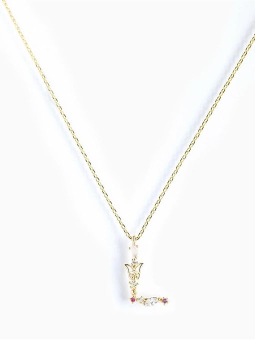 Gold L 925 Sterling Silver Cubic Zirconia Letter Dainty Necklace