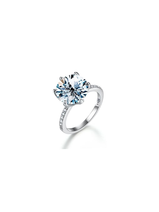 LOLUS 925 Sterling Silver Moissanite Flower Dainty Engagement Ring 2