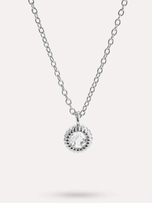 Platinum 925 Sterling Silver Cubic Zirconia Geometric Dainty Necklace