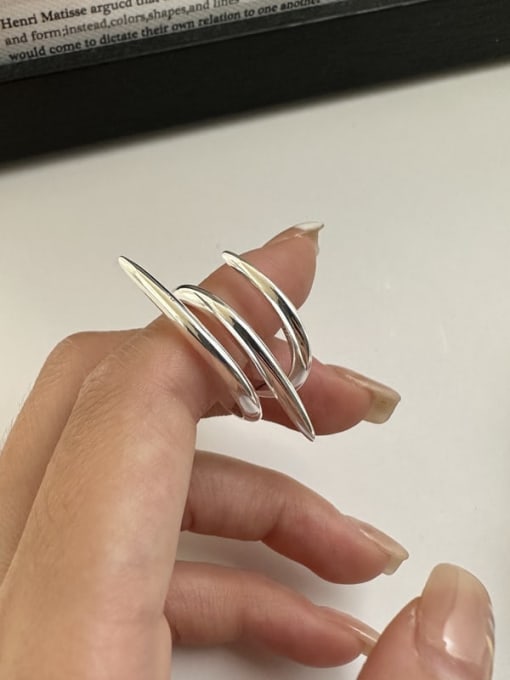 4JZ35 925 Sterling Silver Geometric Trend Band Ring