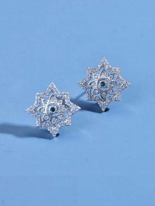 A&T Jewelry 925 Sterling Silver Cubic Zirconia Star Luxury Stud Earring 2