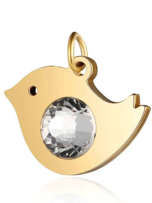 X T580D 2 Stainless steel White Crystal Bird Charm Height : 19mm , Width: 17.5 mm