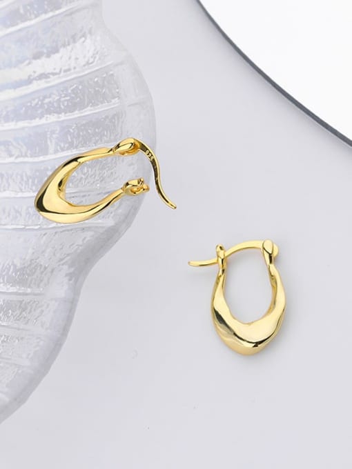 E2471 Gold 925 Sterling Silver Geometric Minimalist Huggie Earring
