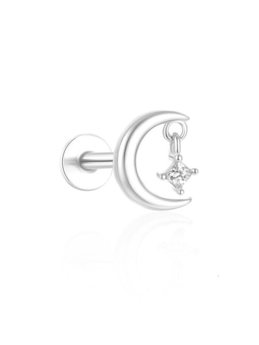 Single Platinum 2 925 Sterling Silver Cubic Zirconia Geometric Tassel Dainty Single Earring