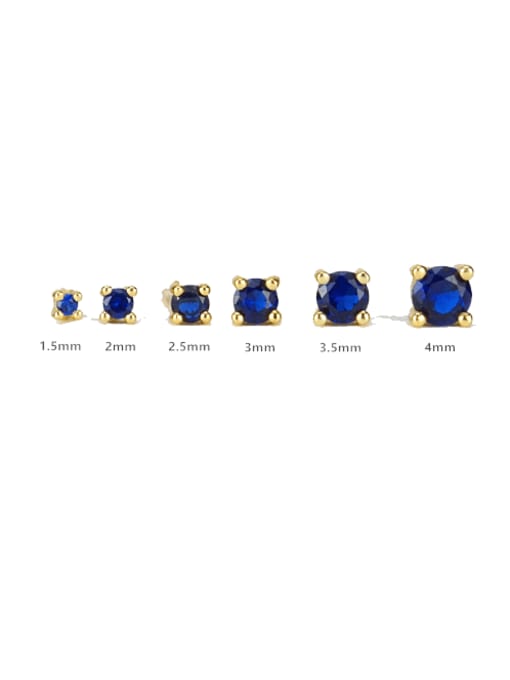 6 sets of golden blue diamonds 925 Sterling Silver Cubic Zirconia Geometric Cute Stud Earring