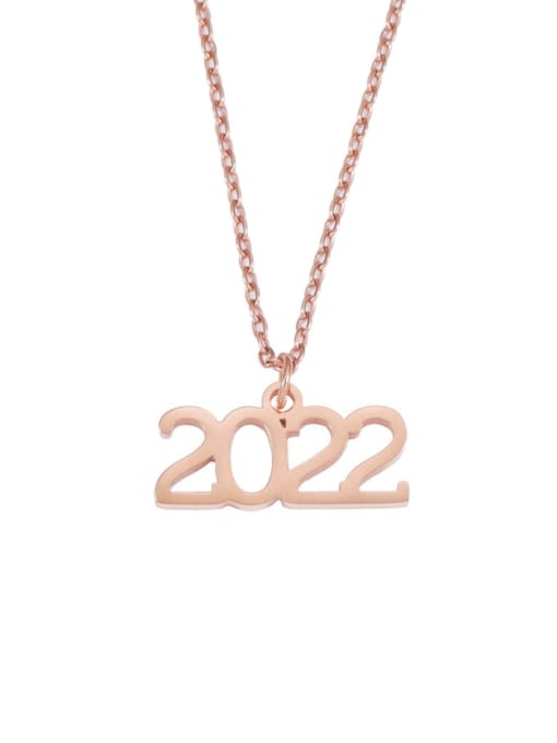 rose gold Stainless steel Irregular Minimalist Number Pendant Necklace