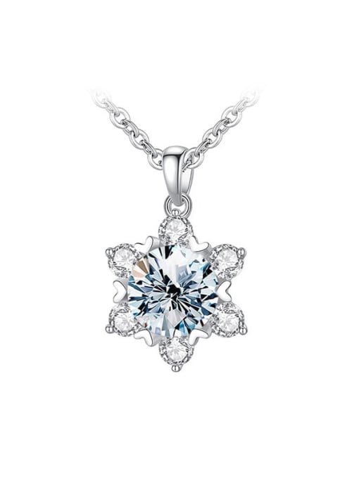 LOLUS 925 Sterling Silver Moissanite Flower Dainty Necklace