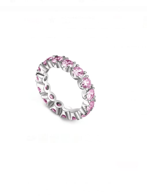NE120267 S W PK 925 Sterling Silver Cubic Zirconia Geometric Dainty Band Ring
